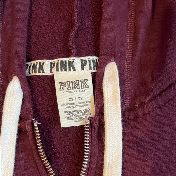 PINK Victoria's Secret Maroon Hoodie with White and Blue Accents - Picture 3 of 4